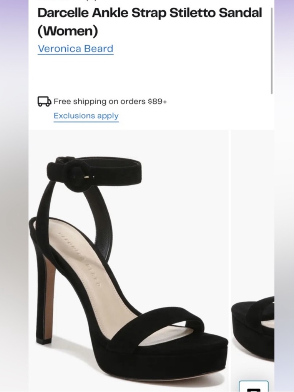 Veronica Beard Black Suede Ankle-Strap Stiletto Platform Sandal